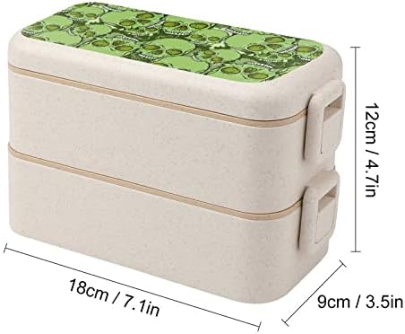 Kamuflažna lubanja dvostruka slaganja bento kutija za ručak za ručak za ručak za višekratnu upotrebu s priborom set za večeru za radnu