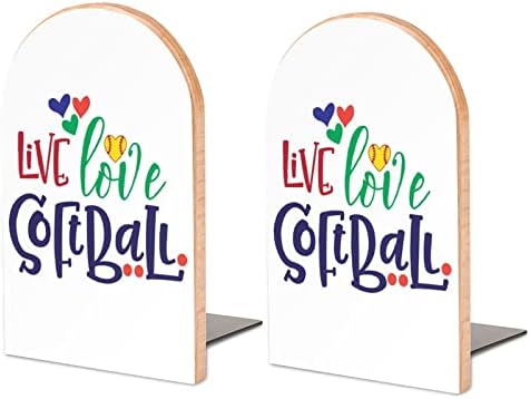 Živa ljubav Softball slika drveni stalak za knjige dekorativni neklizajući kraj knjige 1 par 7 95 inča