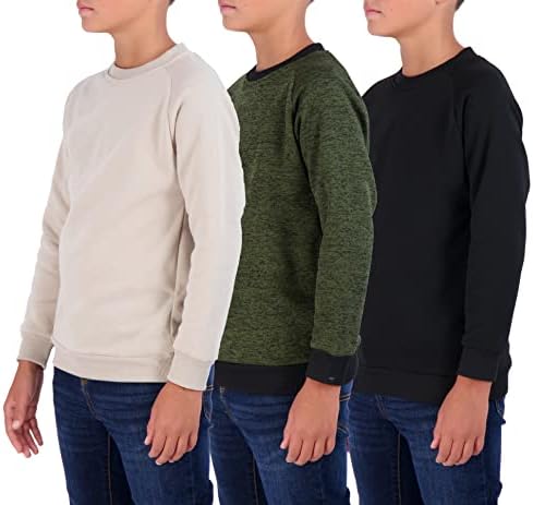 Pravi Essentials 3 Pack: Omladinska runa posada -vrata s dugim rukavima mekana puloverska majica - Dječaci i djevojčice