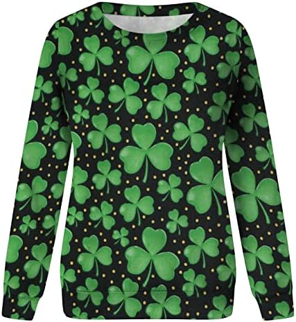 Novi skakač St Patrick Day za žene irske majice Green O-Neck majica irska djetelina Shamrock bluza dame labave vrhove