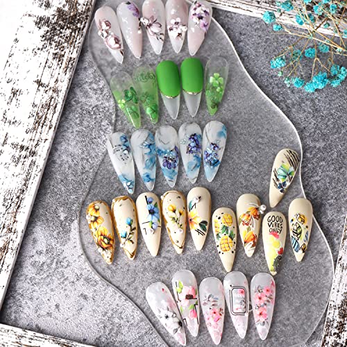 6 listova naljepnice za nokte za nokte za akvarelni akvarelni akvarel naljepnice 3D samoljepljiva opskrba noktiju cvjetovi lišće dizajniranje