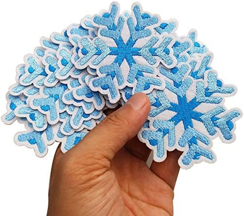 2.5 „x2.5“ 12pcs plava snježna pahulja snježna pahuljica Zimsko željezo na šivanju na vezenim zakrpama Applique stroj za vez za šivanje