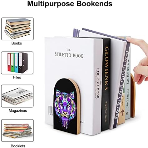 Šareni drveni držači za knjige s tigrovim glavama teški držači polica za knjige ukrasni krajevi knjiga