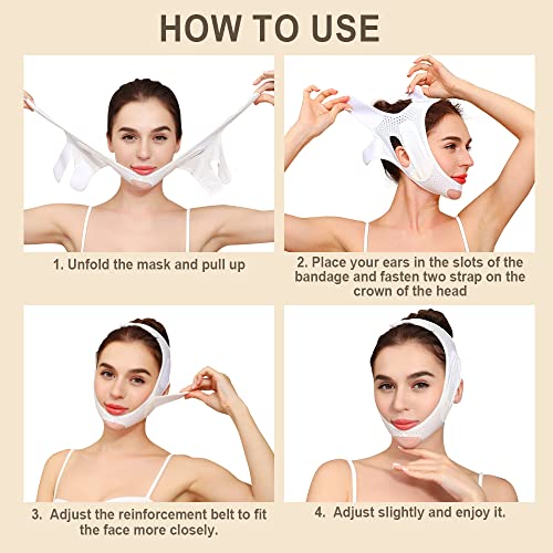 Pojas za podizanje lica za smanjenje dvostruke brade, prozračne maske za lice za višekratnu upotrebu u obliku oblika za žene i muškarce,
