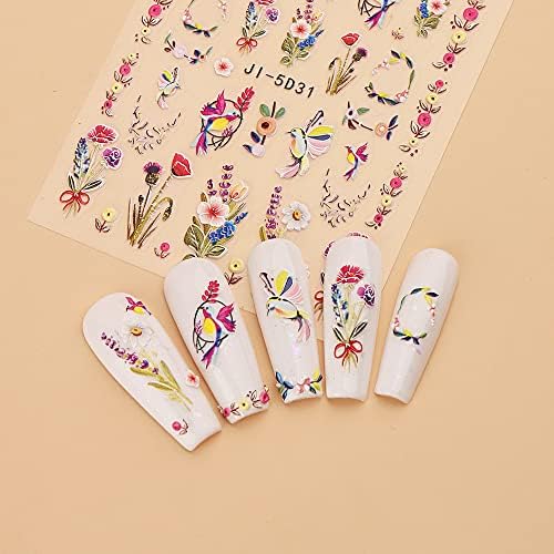Cvjetne naljepnice za nokte naljepnice 5d šuplje izvrsni uzorak naljepnica za nokte samoljepljiva cvjetna proljetna ljetna art art